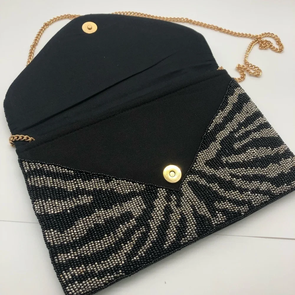 Handmade Beaded Animal Print Clutch or Crossbody